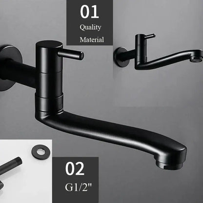 Matte black stainless steel kitchen faucet with swivel spout