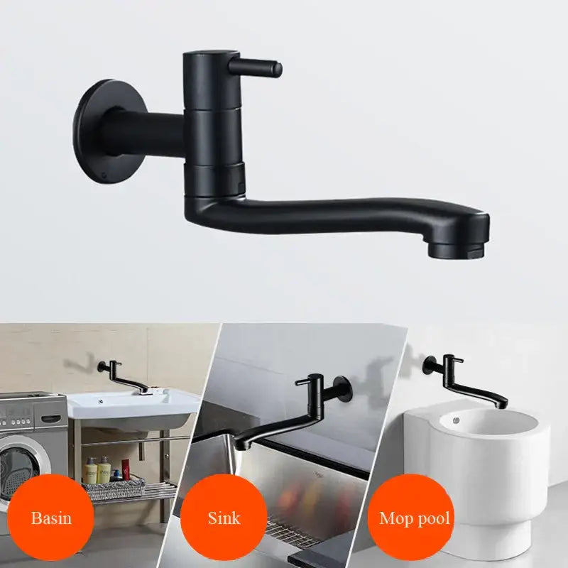 Matte black stainless steel kitchen faucet with swivel spout