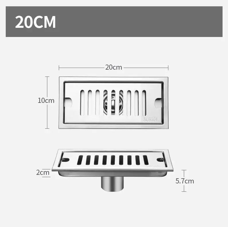 Matte black stainless steel rectangular floor drain for shower room