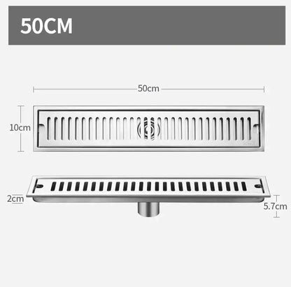 Matte black stainless steel rectangular floor drain for shower room