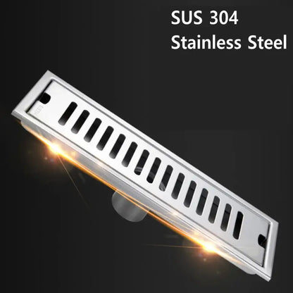 Matte black stainless steel rectangular floor drain for shower room