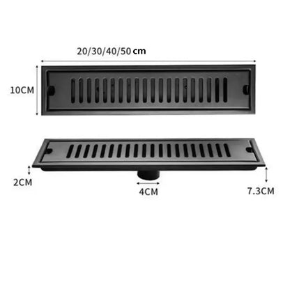 Matte black stainless steel rectangular floor drain for shower room