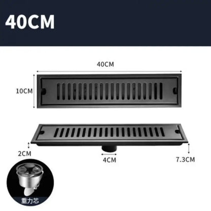 Matte black stainless steel rectangular floor drain for shower room