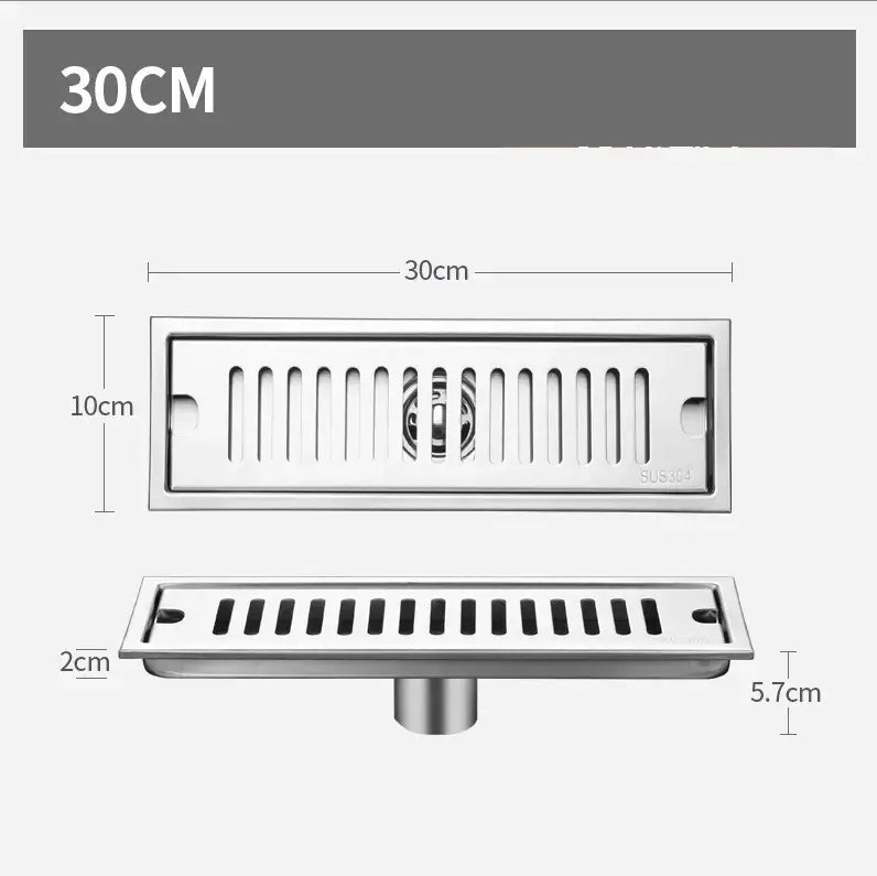 Matte black stainless steel rectangular floor drain for shower room