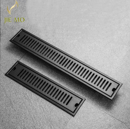 Matte black stainless steel rectangular floor drain for shower room