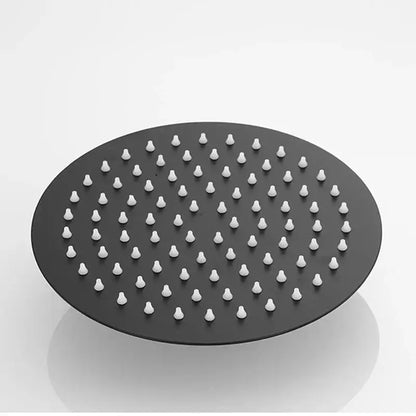 Matte black stainless steel round rain shower head bathroom ceramic nozzles