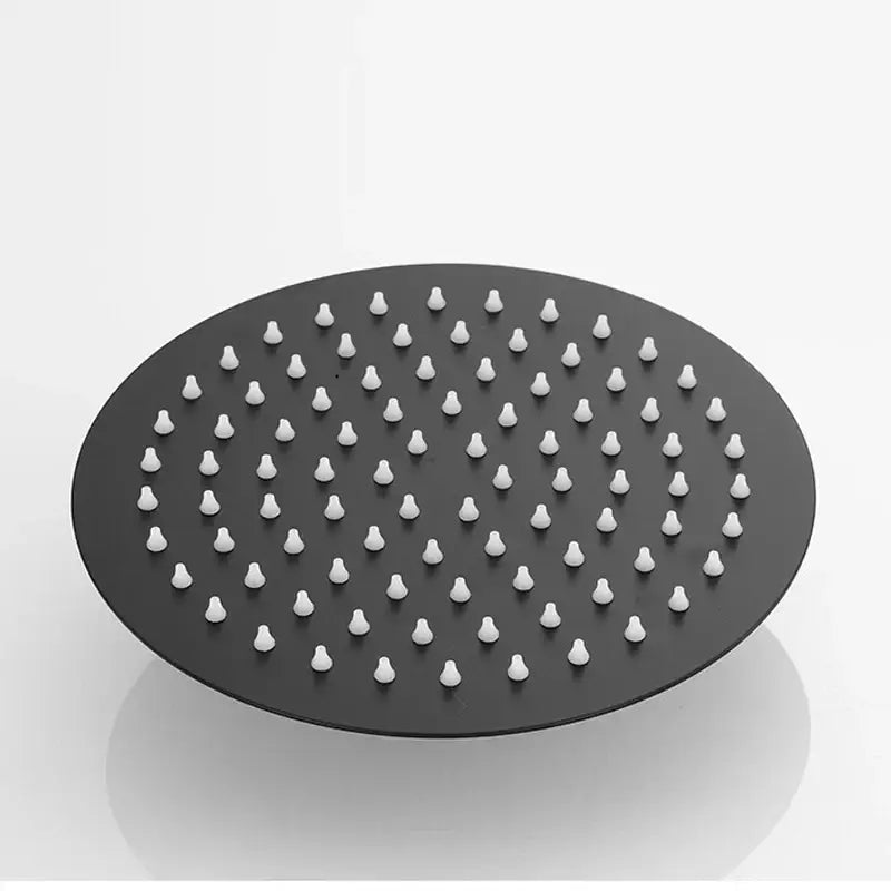 Matte black stainless steel round rain shower head bathroom ceramic nozzles