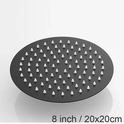 Matte black stainless steel round rain shower head bathroom ceramic nozzles