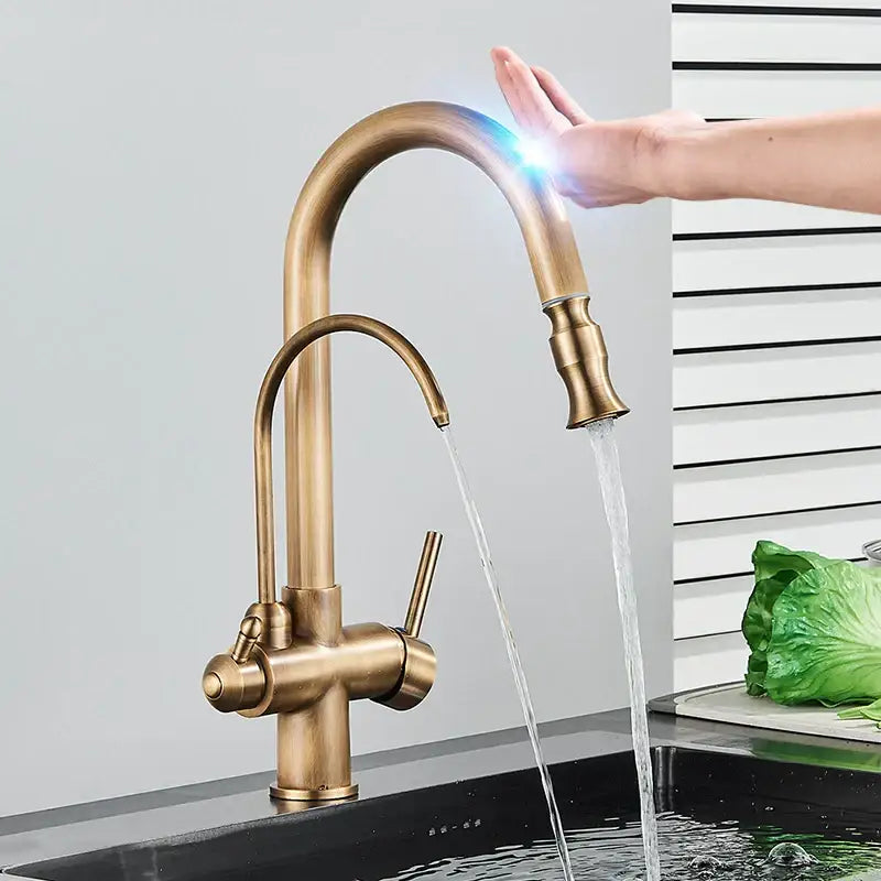 Matte black touch sensor kitchen faucet with pull down sprayer