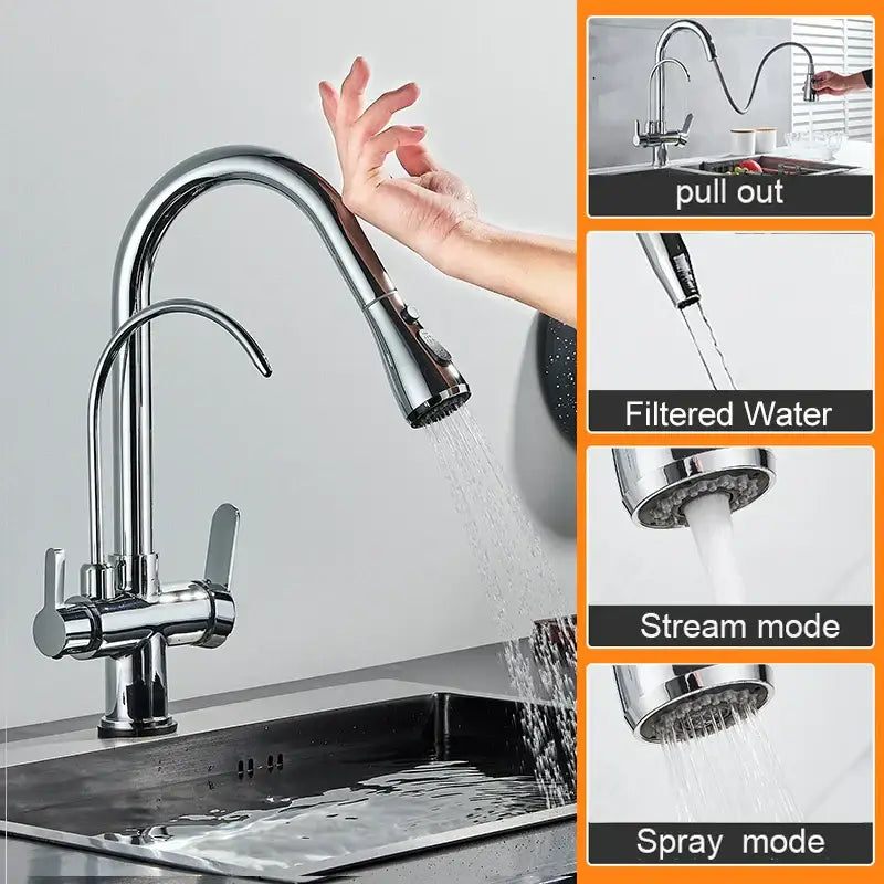Matte black touch sensor kitchen faucet with pull down sprayer