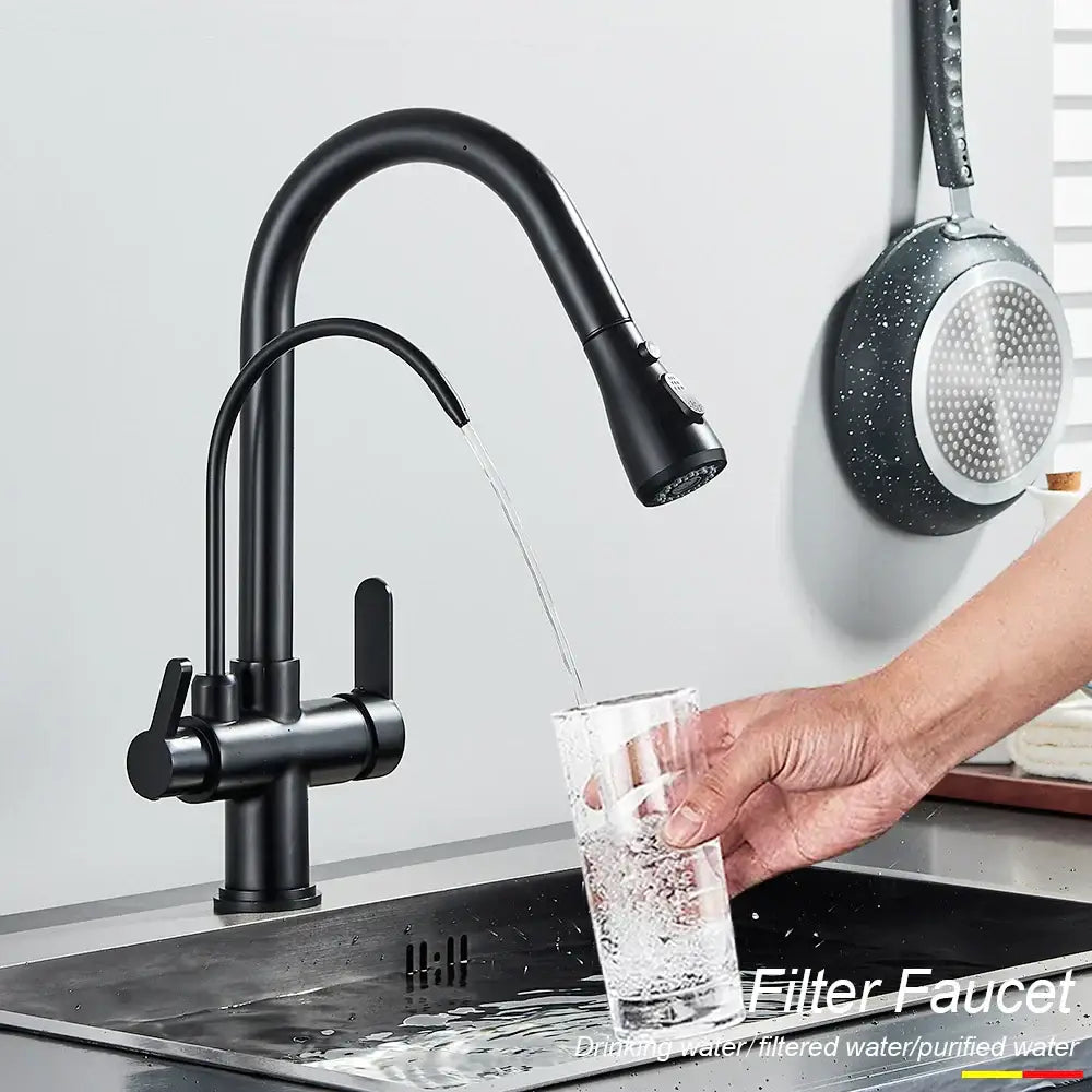Matte black touch sensor kitchen faucet with pull down sprayer