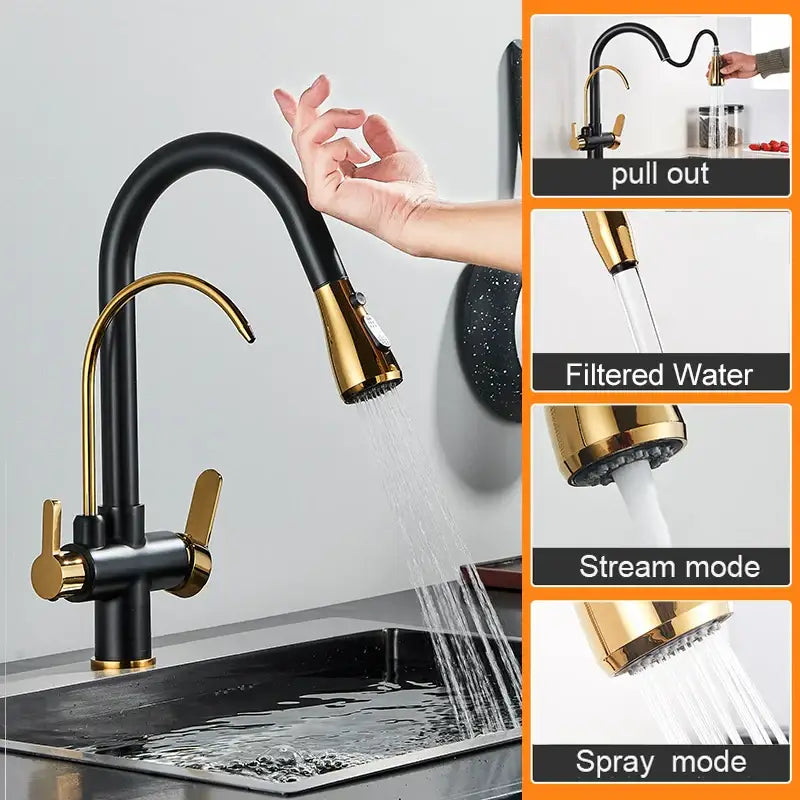 Matte black touch sensor kitchen faucet with pull down sprayer