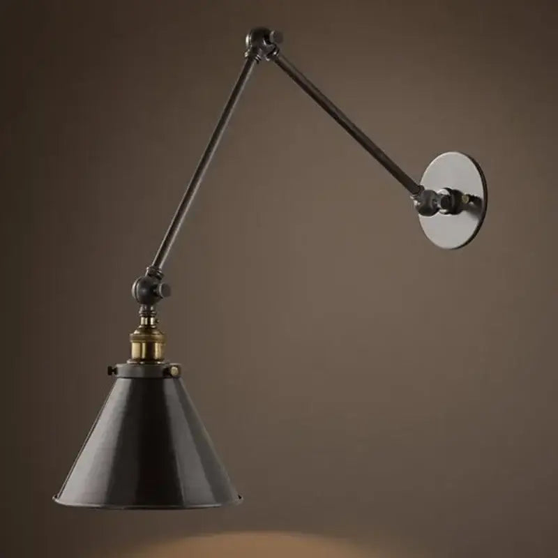 Matte black umbrella wall lights with brass accents – living room