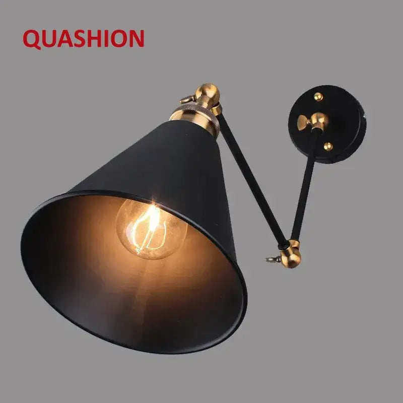 Matte black umbrella wall lights with brass accents – living room
