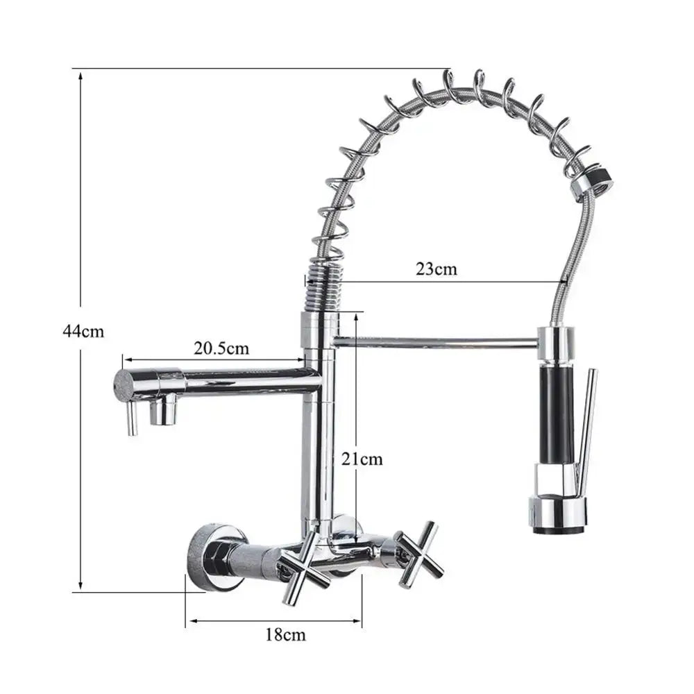 Matte black wall mounted kitchen faucet with gooseneck spout