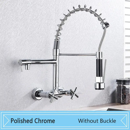 Matte black wall mounted kitchen faucet with gooseneck spout