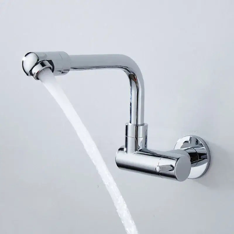 Matte black wall mounted kitchen faucet with rotating spout