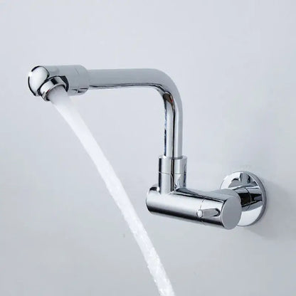 Matte black wall mounted kitchen faucet with rotating spout