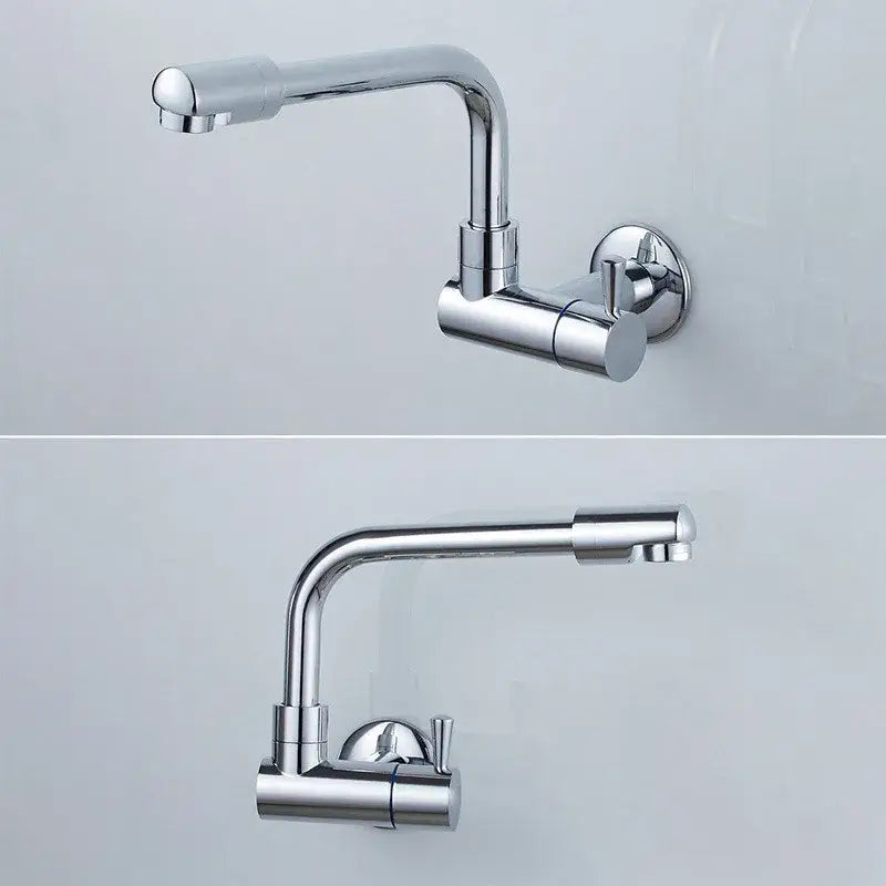 Matte black wall mounted kitchen faucet with rotating spout