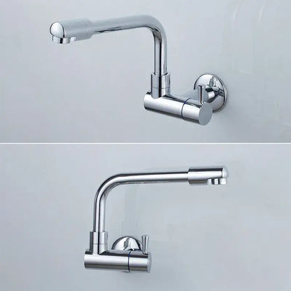 Matte black wall mounted kitchen faucet with rotating spout
