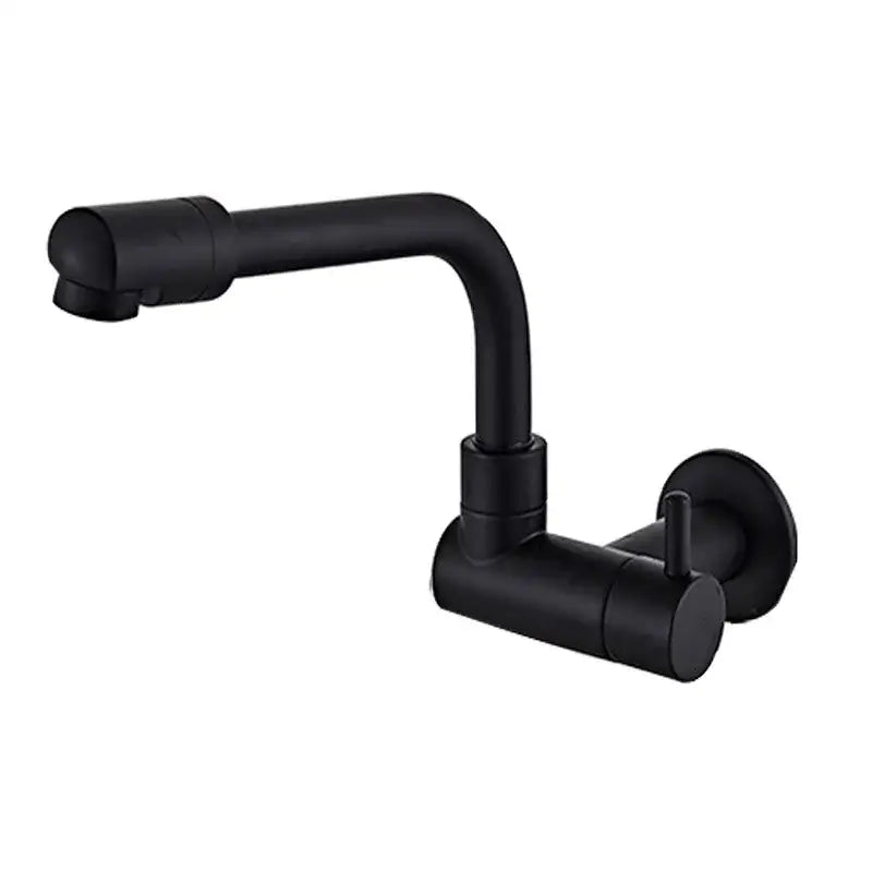 Matte black wall mounted kitchen faucet with rotating spout
