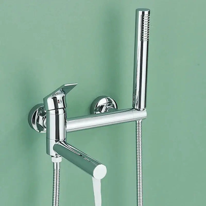 Matte black wall mounted waterfall bathtub faucet with handheld spray