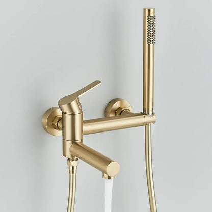 Matte black wall mounted waterfall bathtub faucet with handheld spray