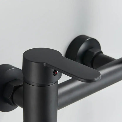 Matte black wall mounted waterfall bathtub faucet with handheld spray
