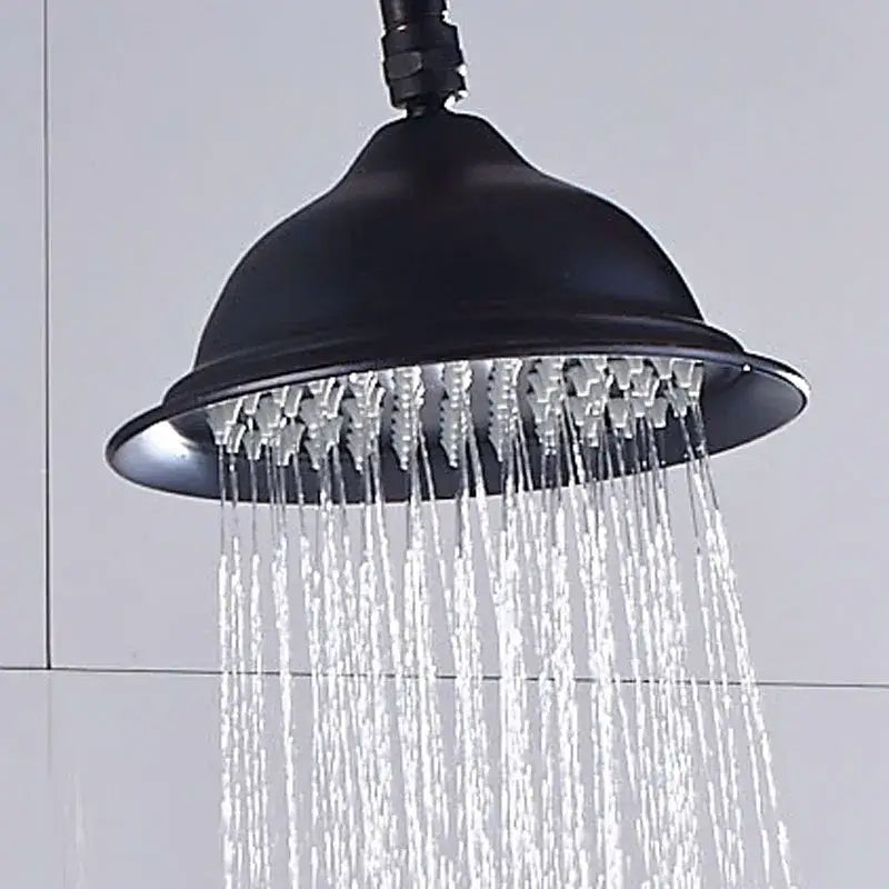 Matte black & white ceramic shower faucet set bathroom rainfall head