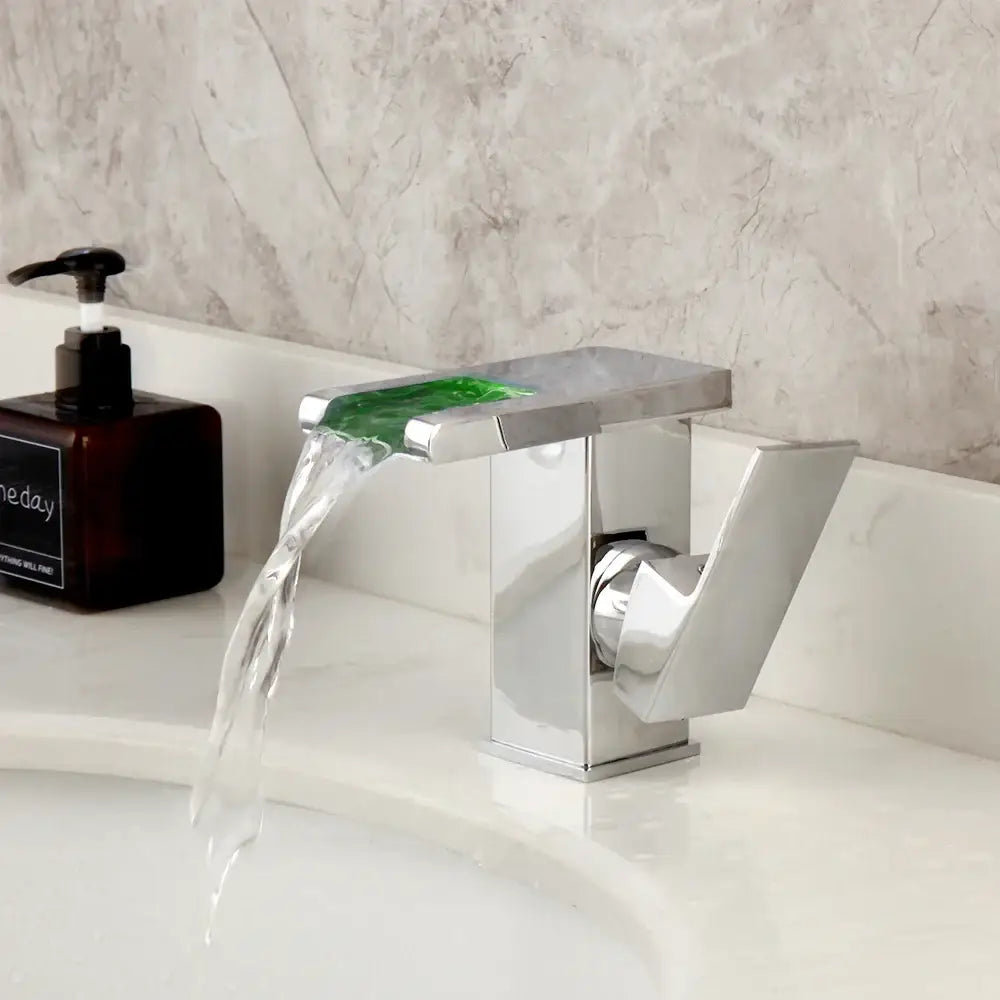 Matte black & white led waterfall basin faucet bathroom mixer tap