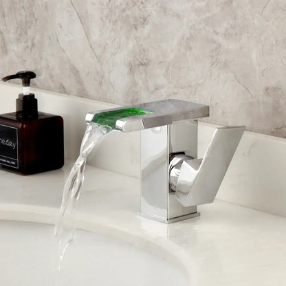Matte black & white led waterfall basin faucet bathroom mixer tap
