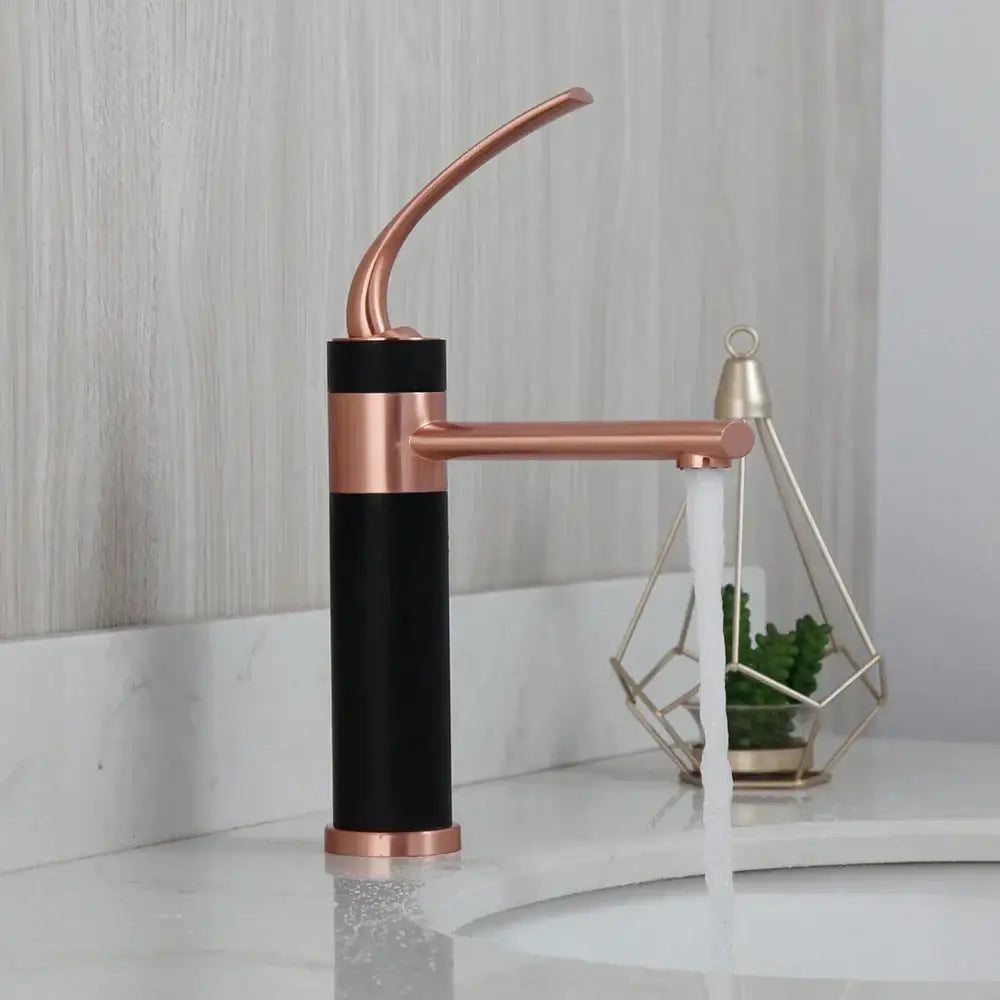 Matte black & white led waterfall basin faucet bathroom mixer tap
