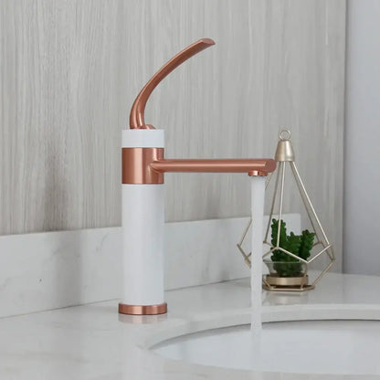 Matte black & white led waterfall basin faucet bathroom mixer tap