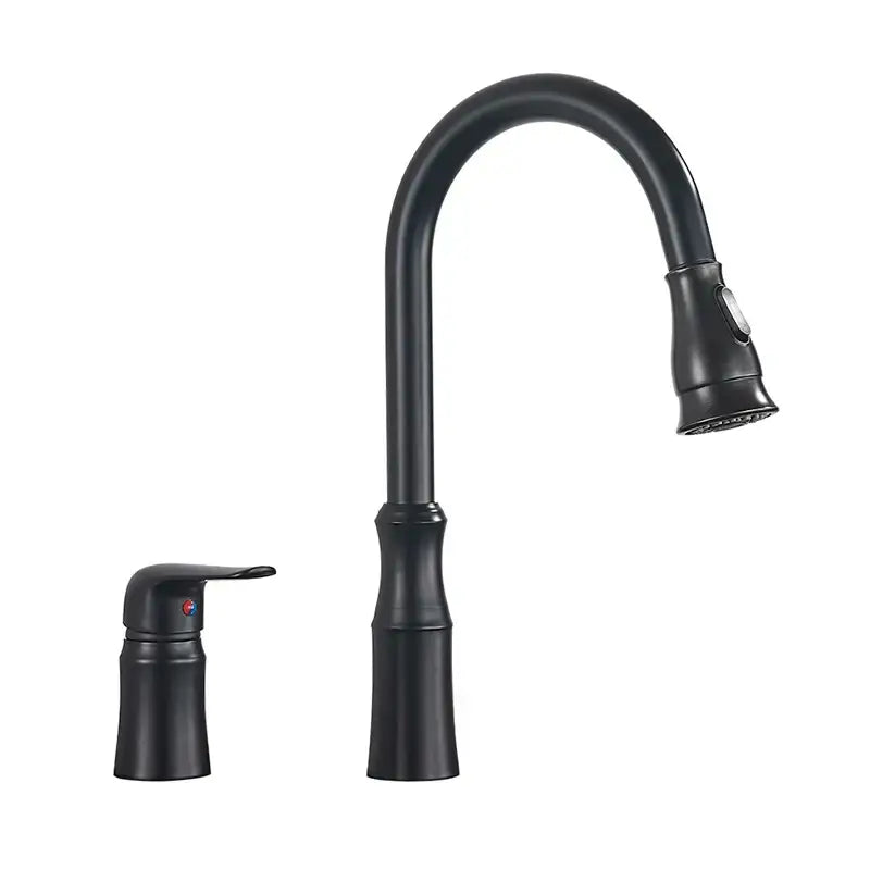 Matte brass black kitchen faucet with pull out spray head