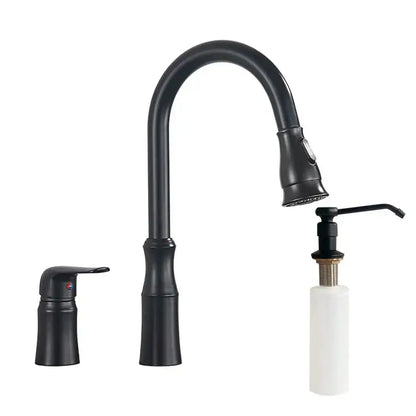 Matte brass black kitchen faucet with pull out spray head