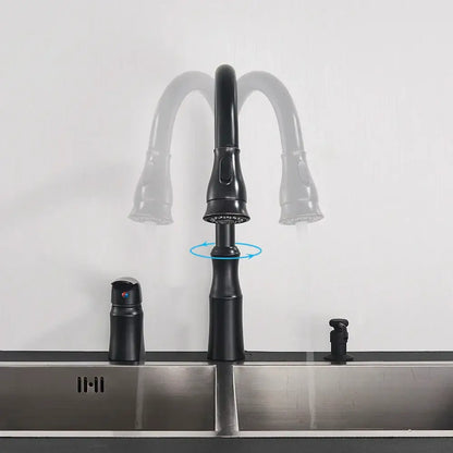 Matte brass black kitchen faucet with pull out spray head