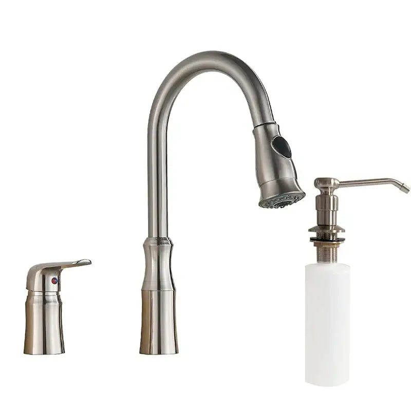 Matte brass black kitchen faucet with pull out spray head