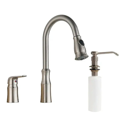 Matte brass black kitchen faucet with pull out spray head