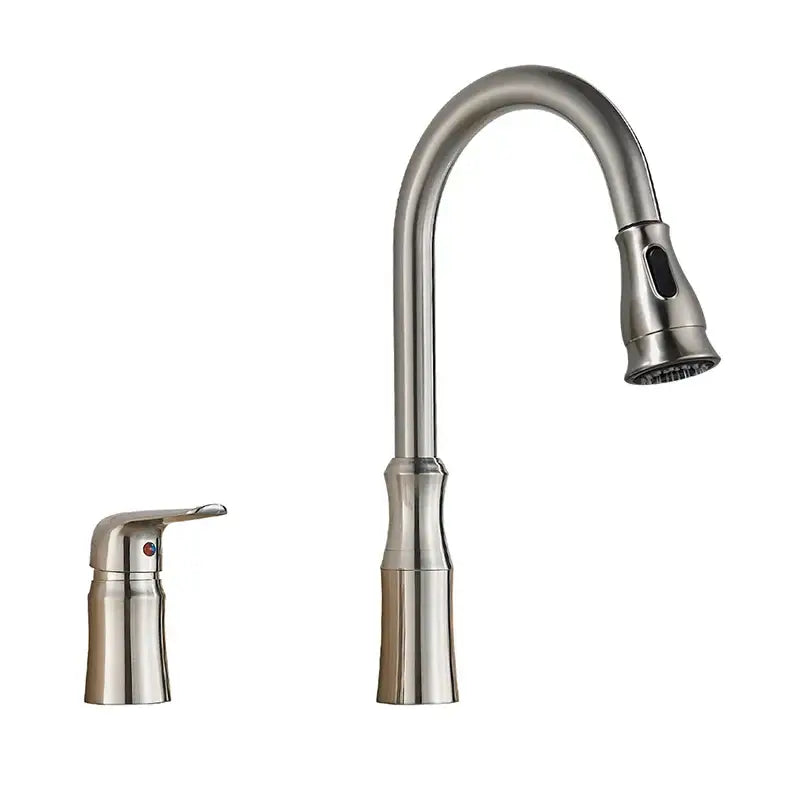 Matte brass black kitchen faucet with pull out spray head