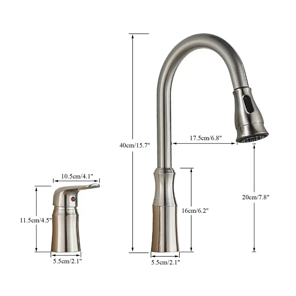 Matte brass black kitchen faucet with pull out spray head