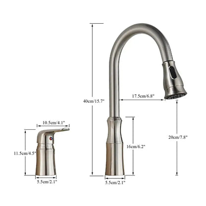 Matte brass black kitchen faucet with pull out spray head