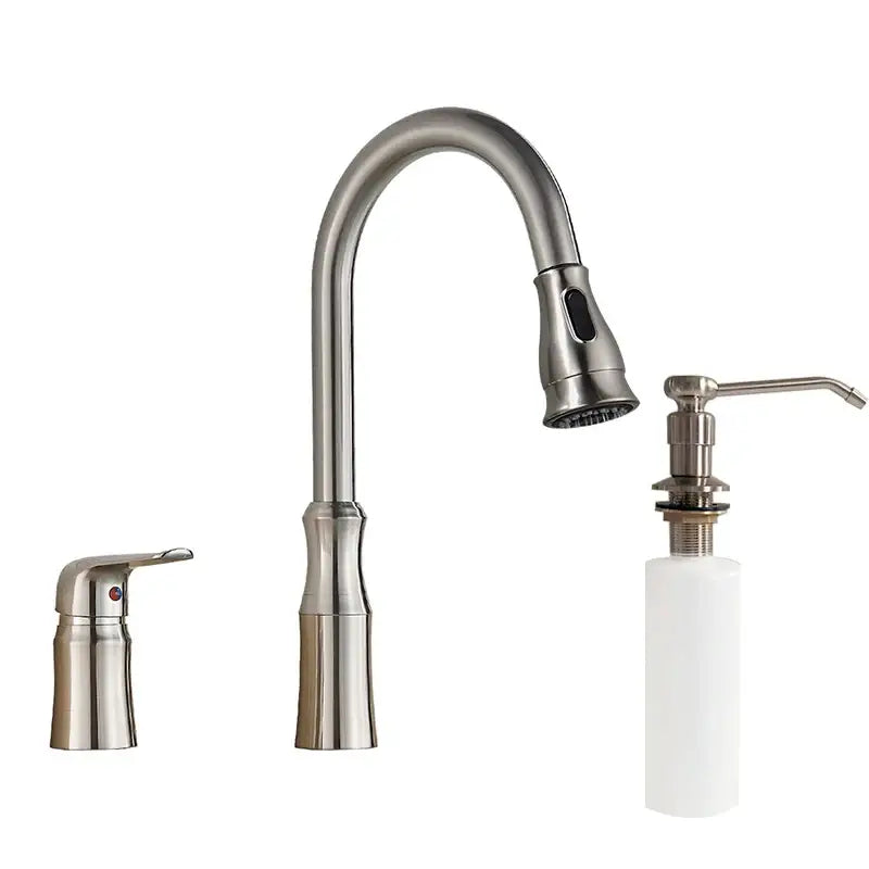 Matte brass black kitchen faucet with pull out spray head