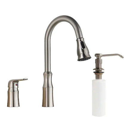 Matte brass black kitchen faucet with pull out spray head