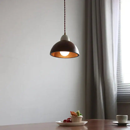 Matte brown and copper ceramic walnut pendant light kitchen lamp