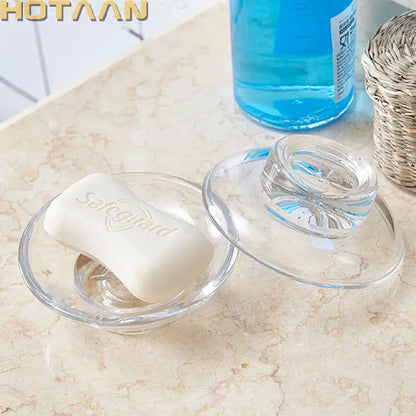 Matte clear glass soap dish with lid bathroom accessory