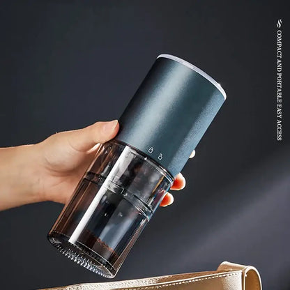 Matte dark teal electric coffee bean grinder kitchen machine