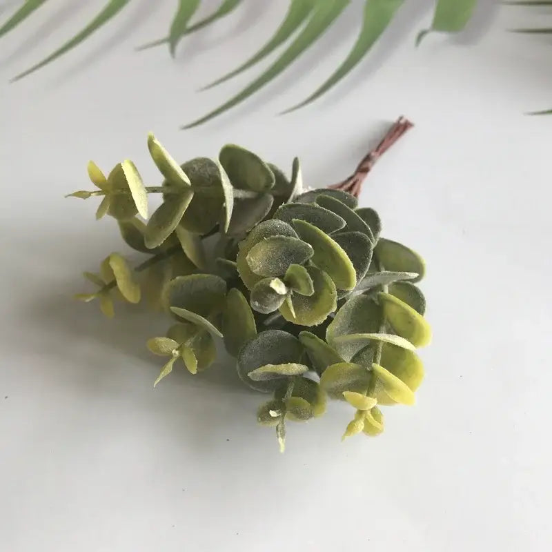 Matte gold silver & green artificial ferns shrubs living room decor