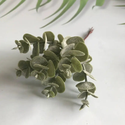 Matte gold silver & green artificial ferns shrubs living room decor