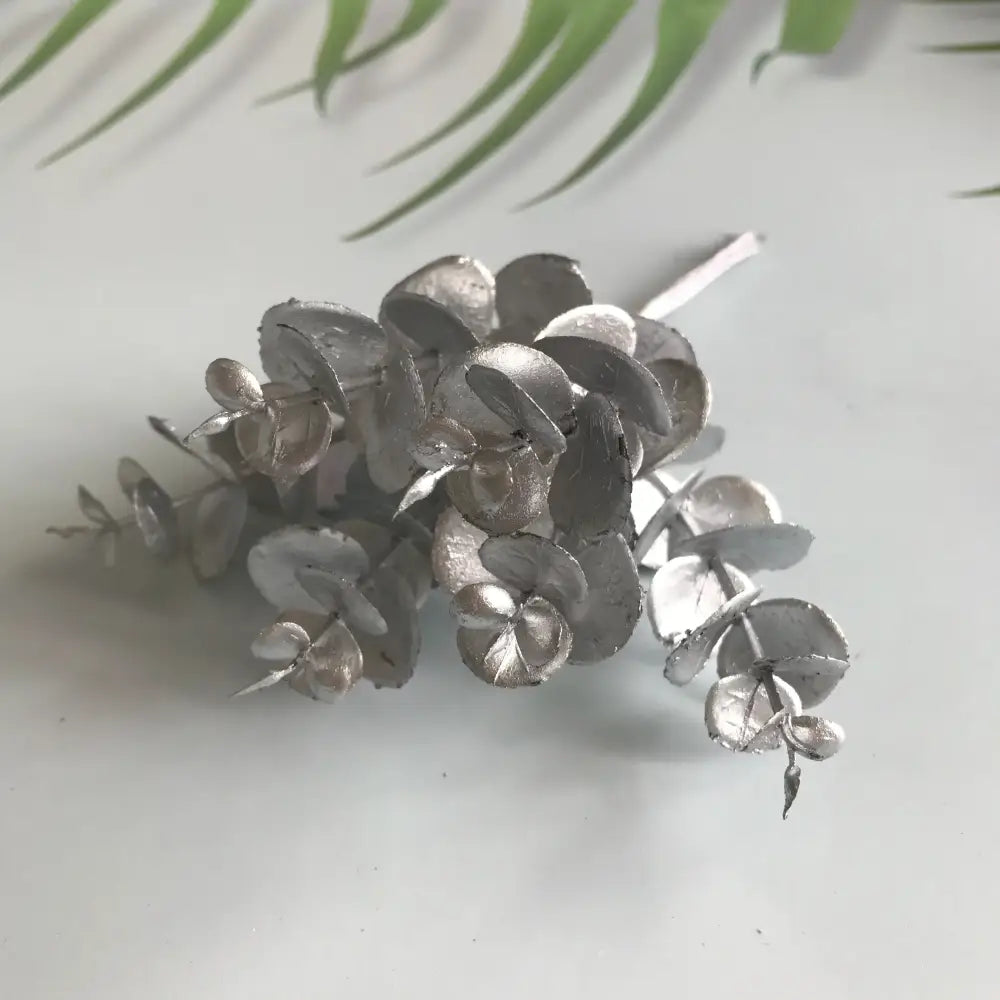 Matte gold silver & green artificial ferns shrubs living room decor