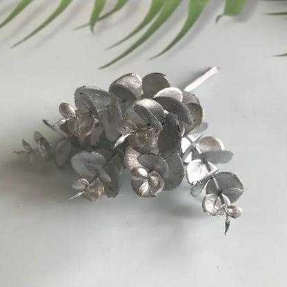 Matte gold silver & green artificial ferns shrubs living room decor